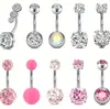 Conjunto de Moda Europeu e Americano Mais Vendido com 10 Peças com Zircônia de Quatro Garras Bola Redonda Acrílico Joia Piercing Conjunto de Anel para Umbigo