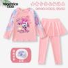Nuevo Traje de Baño Infantil de Dibujos Animados Xiaoai para Niñas, Traje de Baño de Manga Larga, Conjunto de Dos Piezas, Tallas Mediana y Grande, Traje de Baño con Protección Solar, Moderno