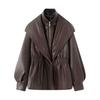 Para Aliexpress Popular Exportación Transfronteriza Ropa Europea y Americana Cuero Sintético Diseño de Cuello de Doble Capa Chaqueta de Dos Piezas Falsa Chaqueta de Cuero