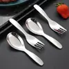 Cuchara y Tenedor Cortos de Acero Inoxidable 316 para Niños, Cuchara y Tenedor Planos de Fondo para Bebé Estilo Chino, Cuchara y Cucharón Creativos Lindos para Sopa