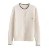 Tejidos de Otoño Cárdigan de Punto Chaqueta Gris Holgada para Mujer Nuevo Top 2025 Otoño e Invierno Tejidos Estilo Coreano Cuello Redondo