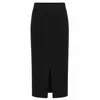 Saia de tricô cintura alta com fenda em estoque transfronteiriça para mulheres, vestido de tricô slim fit outono e inverno, saia de tricô cor sólida