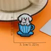 Patch Bordado de Cachorro em Xícara de Chá Desenho Animado, Patch Bordado Fofo, Patch Autoadesivo para Passar a Ferro, Decoração de Fita, Acessórios de Bordado
