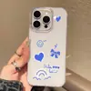 Funda Móvil Iphone15Promax Forma de Corazón Azul y Blanco 16 Transparente Apple 17Pro Doble Capa Imd Lujo 13 Modelo Mujer