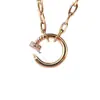 Colar Kajia cravejado com diamantes em toda a extensão, com pontas e extremidades em diamante, corrente para clavícula, banhado a ouro rosa 18K espesso, finamente trabalhado, mesmo estilo do pingente de influenciador popular