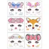 Adesivos de Maquiagem Facial com Glitter para Crianças Transfronteiriços Coloridos Desenho Animado Animais Fofos Máscaras Tatuagem Facial Temporária Adesivos