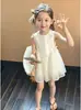 Ropa para Niños al por Mayor Pan Boy Verano 2026 Vestido de Princesa de Malla de Satén Luna Blanca para Niñas Vestido de Regalo de Cumpleaños