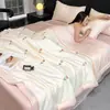 Conjunto de Colcha de Tencel Lavável de Verão com Bordado, Colcha de Seda Gelada Suave e Sedosa, Colcha de Ar Condicionado, Núcleo de Colcha Lavável à Máquina