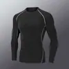 Camiseta de compresión atlética para hombre para baloncesto, running y fitness, elástica, de secado rápido, transpirable, de manga larga, para entrenamiento deportivo
