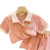 Nuevo Conjunto Dulce de Verano para Niñas: Conjunto de Dos Piezas Rosa para Bebé con Polo de Manga Corta y Shorts