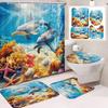 Cortina de ducha de poliéster impermeable antivaho con impresión digital HD directa de fábrica, ballena marina, tortuga, partición, cortina de baño