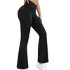 Pantalones de tiburón de microcampana con cuello en V cruzado Control de abdomen Caída Campana Pantalones de yoga Celebridad de Internet Elásticos Adelgazantes Deporte