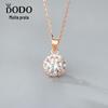 Colar de Zircônia Redonda em Prata de Lei s925 Elegante Pingente de Girassol Elegante Corrente de Clavícula de Floco de Neve para Mulheres Presente Luxo Leve