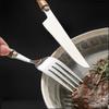 Estilo Japonês e Coreano Ins Asa de Frango Madeira Aço Inoxidável 304 Conjunto de Faca, Garfo e Colher com Cabo de Madeira Sólida de Cintura Fina, Talheres Ocidentais de Aço Inoxidável Faca e Garfo para Bife