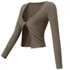 Roupas de Yoga Transfronteiriças Femininas Vazamento no Umbigo Sexy Corrida Treinamento Top Esportivo Fitness Manga Longa