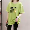 Camiseta de Manga Corta Estampada de Moda para Mujer, Estilo Nuevo Verano 2026, Longitud Media, Corte Holgado, Tallas Grandes, Top Adelgazante
