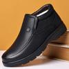 Zapatos Antideslizantes para Hombres de Mediana Edad y Mayores, Zapatos de Hombre de Invierno, Caña Alta, Puntera de Algodón, Piel de Vaca, Forro de Lana Cálido, Casual, Envío Directo
