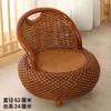 Nueva Silla Pequeña de Ratán Asiento Hogareño Silla Individual de Ratán Taburete Bajo Taburete Redondo Zapatero de Madera Maciza Respaldo de Tatami