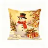 Funda de Almohada de Lino a Rayas Rojas Navideñas Funda de Cojín con Estampado de Letras Navideñas Funda de Cojín Decorativo para Sofá de Fiesta Navideña