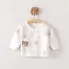 Roupas para bebê recém-nascido, camisa com abertura nas costas, top de manga curta em algodão puro, roupa estilo monge, estilo fino para primavera e outono, Classe A, 0-3 meses