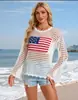 Ropa de playa calada transfronteriza europea y americana para mujer, Cubrebikini casual de punto con temática de bandera para vacaciones en Amazon