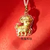 Pingente de folha de ouro: Ovelha que traz sorte e promove riqueza, pingente banhado a ouro, chaveiro, decoração de bolsa, presente de evento