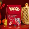 Tecido para Cumprimentos de Ano Novo Estilo Chinês Envelopes Vermelhos, Envelopes Vermelhos de Bênção de Aniversário Infantil, Envelopes Vermelhos com Borla Estampada Exquisite Atacado
