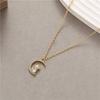 Exquisito Nuevo Diseño Nicho Oro 14K Simple Combinable Lindo Colgante Cadena Clavícula Becerro Ciervo Incrustado Diamantes