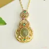 Colgante de Jade Hetian Natural Aiyu Collar de Calabaza de Jade Estilo Étnico Venta al por Mayor de Fábrica Dropshipping S4051812L