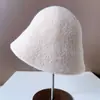 Sombrero de cubo de felpa grueso y cálido estilo japonés para mujer otoño e invierno sombrero de pescador color liso minimalista sombrero de cuenca pequeña con cara de terciopelo de visón sintético