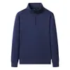 Conjunto de Moletom com Gola Alta de Algodão Puro Novo Estilo com Meio Zíper Tendência Masculina Casual de Primavera Tamanho Grande Confortável Roupa de Pai para Primavera e Outono