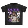 Camiseta de manga curta estampada lil durk retrô hip hop cross-border vintage lavada pesada gola pequena gola redonda algodão puro