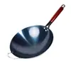 Olla de Hierro Redonda Tradicional Antigua para Hogar de Gas Wok Antiadherente Hecho a Mano de Hierro Forjado Wok Sin Recubrimiento Wok