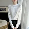 Nuevo Top Básico de Manga Larga con Cuello Semi Alto para Mujer, Adelgazante, Versátil, Estilo para Ir al Trabajo, Tejido de Punto Fino