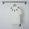 2026 Moda Nueva Marca Ch Chrome Hearts Cruz Sánscrito Resistente Patchwork Bordado de Cuero Unisex Pareja Casual Camiseta de Manga Corta