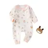 Ropa de bebé, mameluco de una pieza para niñas en otoño, enterizo sin costuras, pijama para todas las estaciones, traje para gatear al aire libre, conjunto de una pieza de algodón puro para recién nacidos