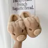 Pantufas de algodão de porquinho fofo, novo estilo outono/inverno 2026, com sola grossa, antiderrapantes, quentes e com design fechado para uso interno