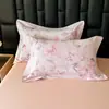 Sin pelusa~ Juego de cuatro piezas engrosado para otoño e invierno, algodón de fibra larga, cepillado, con estampado digital de estilo pastoral, juego de ropa de cama de algodón puro