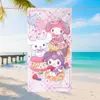 Toalhas de praia da série Sanrio para comércio exterior, toalhas de banho estampadas com desenhos animados, toalhas absorventes e de secagem rápida, fornecimento direto do fabricante
