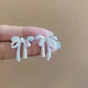 Pendientes Colgantes de Flor de Diamante Incrustado con Aguja de Plata y Borla, Pendientes de Moda, Dulces y Versátiles, Lujo Accesible y Pendientes de Gama Alta para Mujer
