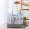 2025 Primavera y Verano Nuevo Bolso Satchel de Malla de Gran Capacidad Calado Malla Lona Empalmada Bolso de Hombro Satchel Bolsa de Compras