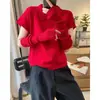 Tienda Insignia Shanghai Danong / Nuevo de Primavera Estilo Coreano Estilo Universitario Cuello Solapa Manga Corta Suéter de Punto Top Casual para Mujer
