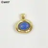 Wt-P2030 Retro Británico Colorido Colgante Pequeño Piedra Ojo de Tigre Piedra Amatista Chapado en Oro de 18K Joyería Accesorios Hechos a Mano