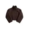 Nueva chaqueta corta de lana de color liso, simple y elegante, para otoño e invierno, de importación, con cuello alto y diseño de botones, abrigo de corte holgado