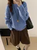 Suéter de tricô macio e confortável estilo coreano, com gola redonda e trança, para mulheres, peça de outer wear soltinha para outono/inverno 2026, top de tricô moderno