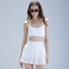 Conjunto Esportivo de Exterior Transfronteiriço Alosco para Mulheres, Conjunto de Duas Peças com Saia Plissada de Tênis de Camada Dupla para Verão