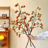 Ruyi de Caqui Fruta de Caqui Falsa Arranjo de Flores Artificiais Decoração de Mesa Entrada Ornamento de Arranjo Floral Transmissão ao Vivo Dropshipping