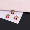 Popular Transfronterizo Micro-Incrustado Diamante Cereza Aleación Pequeño Colgante DIY Hecho a Mano Pulsera Aretes Colgante Accesorios de Joyería