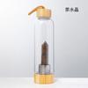 Taza de Energía de Cristal Donghai Cristal Natural Pilar de Seis Puntas de Punta Única Cubierta de Bambú Vaso Botella Deportiva de Agua de Vidrio con Laca Taza de Té