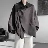 Camisa branca texturizada versátil de manga comprida para homens, estilo primavera, jaqueta masculina estilosa e descolada, nova camisa tamanho grande estilo chinês